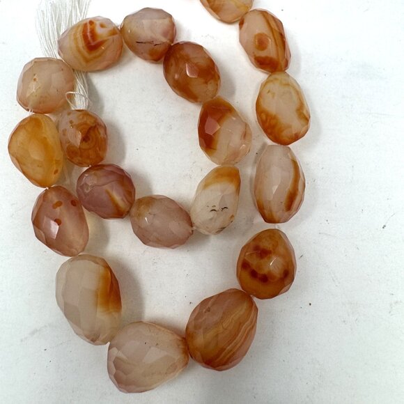 Genuine Carnelian Stone Beads Nugget Freeform Cinnamon Color Faceted Large Stone - Picture 6 of 9